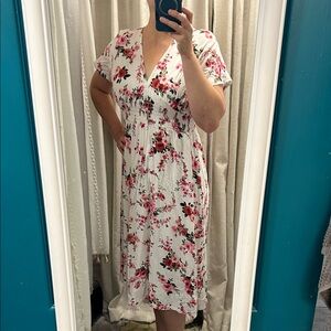 Ceny Medium Floral Midi Dress - white and Red